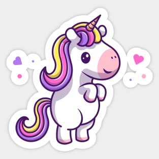 Cute Unicorn Standing Cartoon Sticker